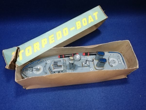 日本製 ブリキ 野村トーイ「魚雷艇」フリクションブリキボート TORPEDO