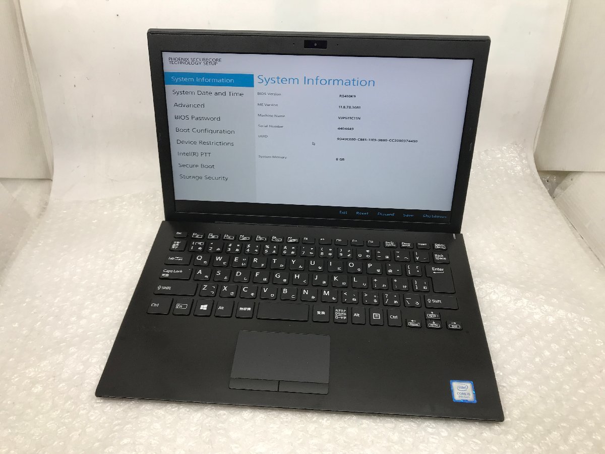 ジャンク【SONY】VAIO Pro PG Core i5-8250U メモリ8GB SSD無 13.3 