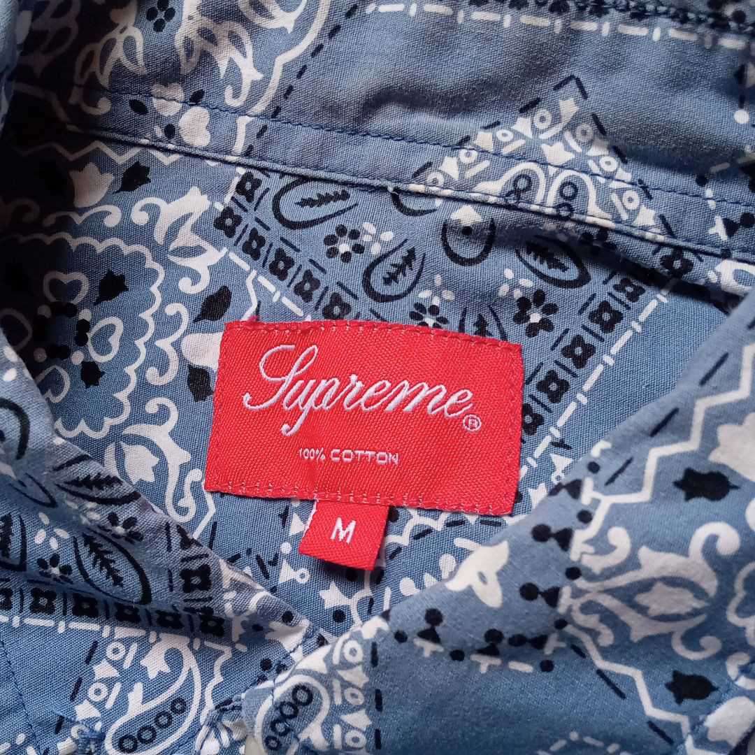 supreme シュプリーム 半袖シャツ ペイズリー柄 M☆ブルー系