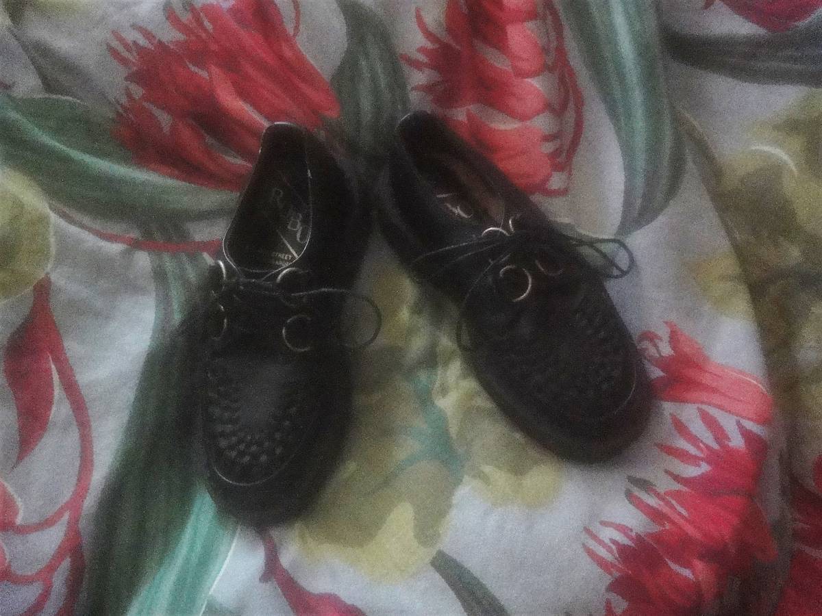 Vintage*当時物*ROBOT*ロボット*made in UK*革製*BLACK*厚底シューズ*ラバーソール*USED*UK2*PUNK*ROCK*Georgecox*sex pistols