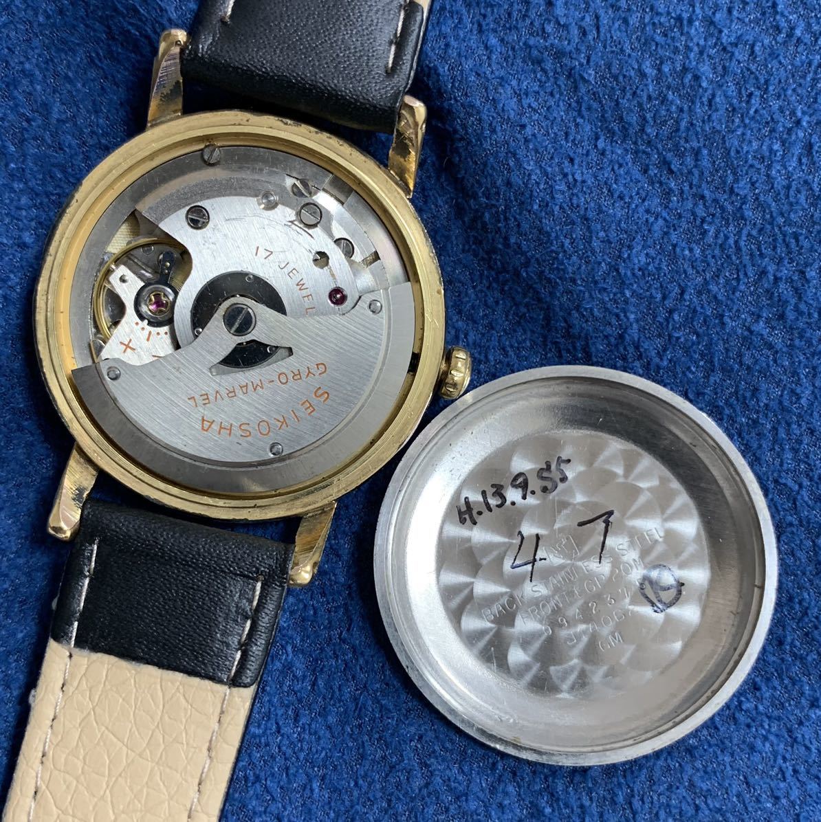 稼働 自動巻 セイコー ジャイロ マーベル 格子 変わり文字盤