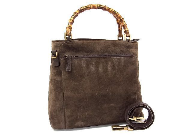 1円 GUCCI グッチ 002 2058 0508 0 バンブー スエード 2WAY 