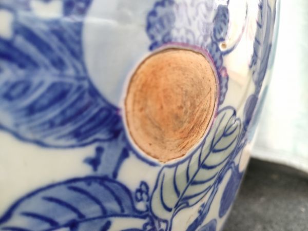 瀬戸焼 古瀬戸 青磁染付 竹文鉢 植木鉢 C 8792 瀬戸焼 古瀬戸 青磁染付