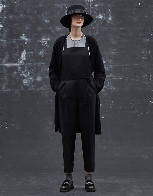 定価82，500円 美品 Drawer ドゥロワー ウールツイル サロペット オーバーオール BLACK 34