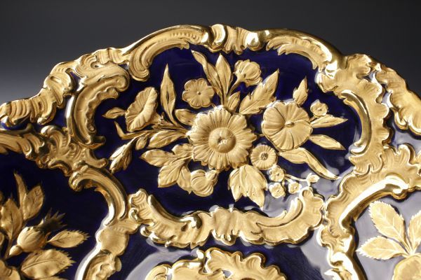 LIG】本物保証 Meissen マイセン グランツゴールド 金彩 花文皿 31