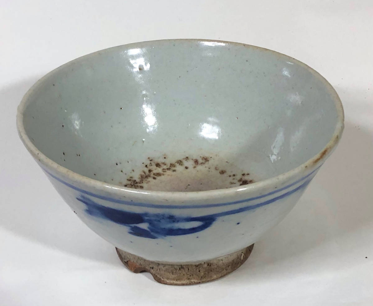 中国古美術 古玩 明朝 明代 青花 古染付 呉須 花文様 碗 茶碗