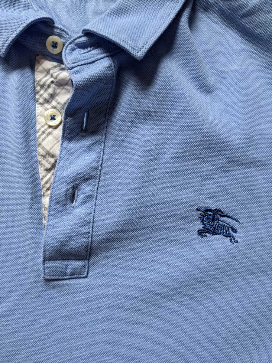 バーバリーブラックレーベル 半袖ポロシャツ 水色 白色 チェック 2