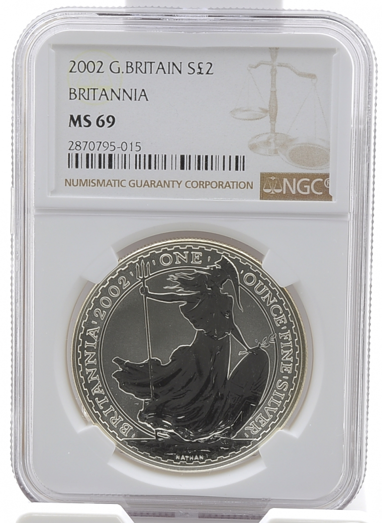 希少 世界第7位 ブリタニアの女神】2002年 イギリス NGC MS69 準最高 