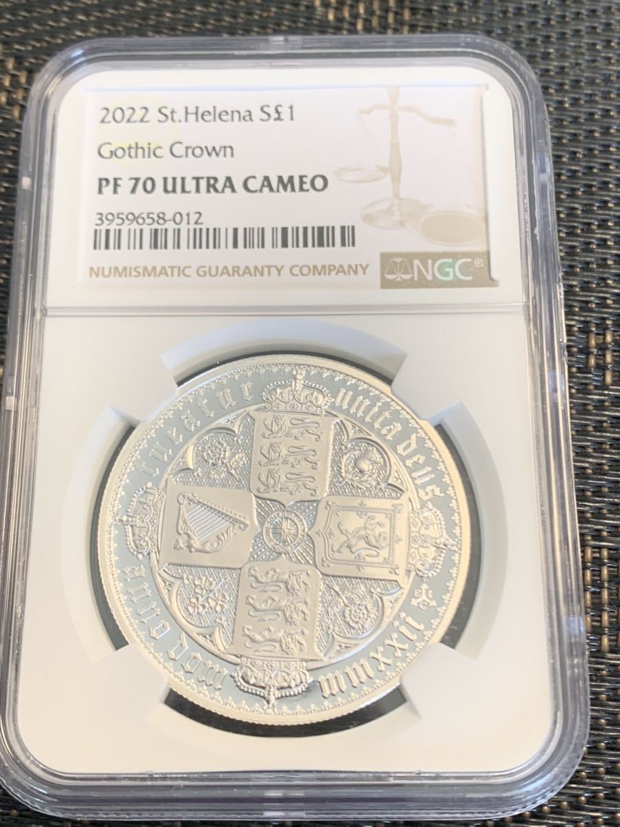 1円スタート かっこ最高鑑定PF70UC】2022年 セントヘレナ ゴシッククラウン プルーフ銀貨 2023