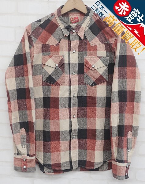 【日本製】 デラックスウエア カープブロックチェックシャツ ウエスタン Lサイズ 6T7599/デラックスウエア HV-11 カープブロックチェックウエスタン
