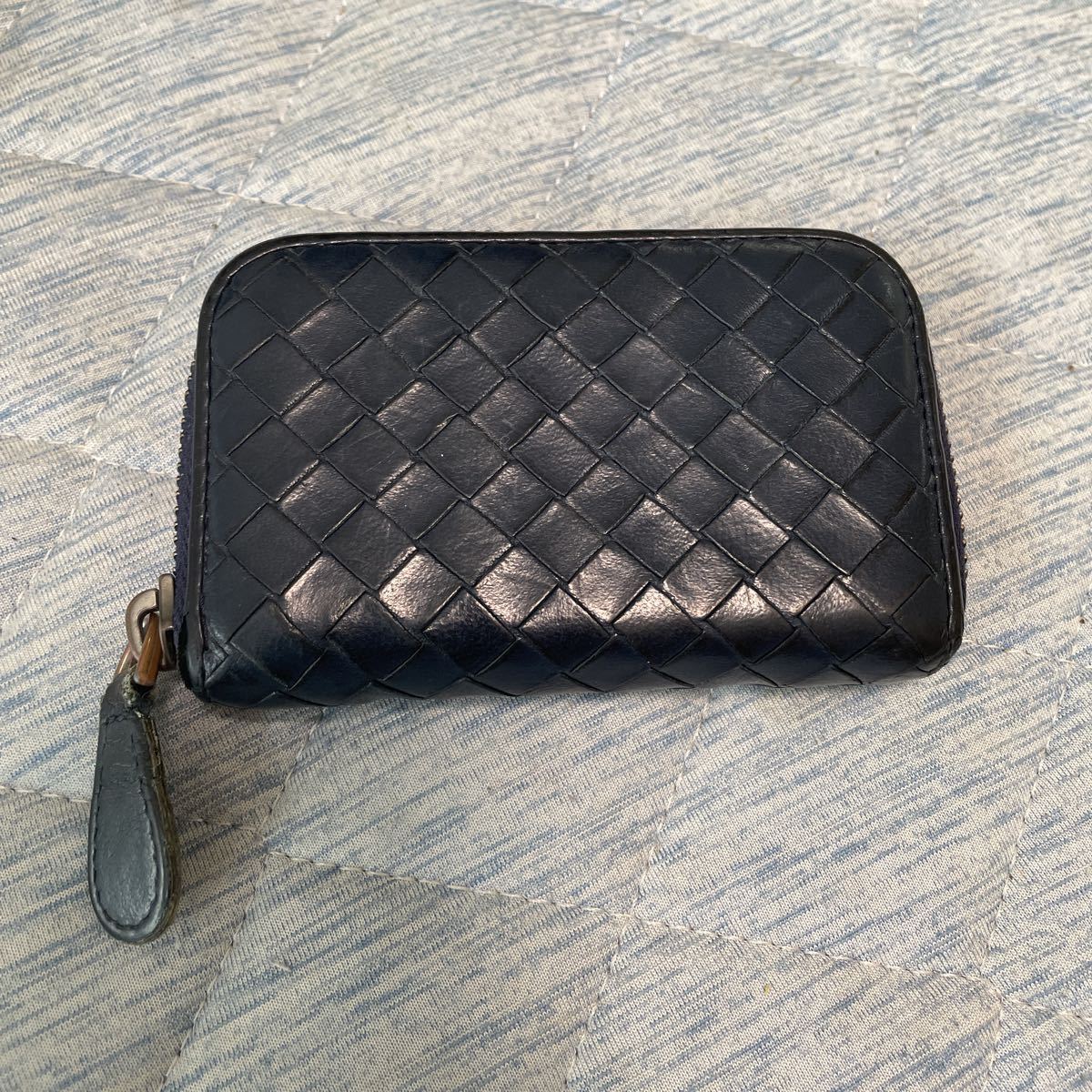 ボッテガヴェネタ ジップ式コインケース ネイビー BOTTEGA イントレ