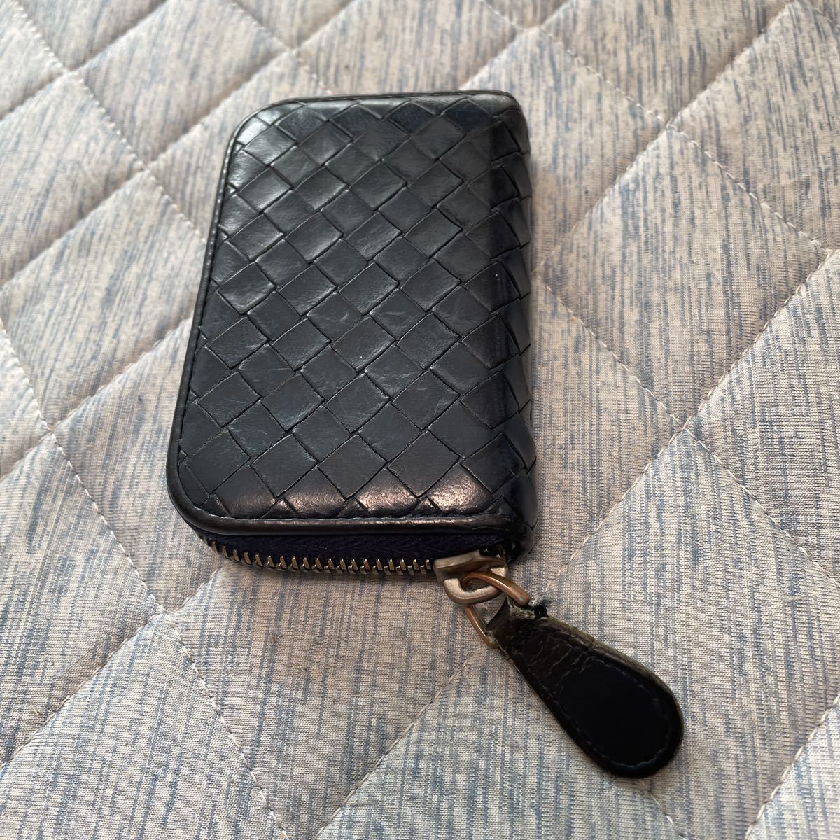 ボッテガヴェネタ ジップ式コインケース ネイビー BOTTEGA イントレ