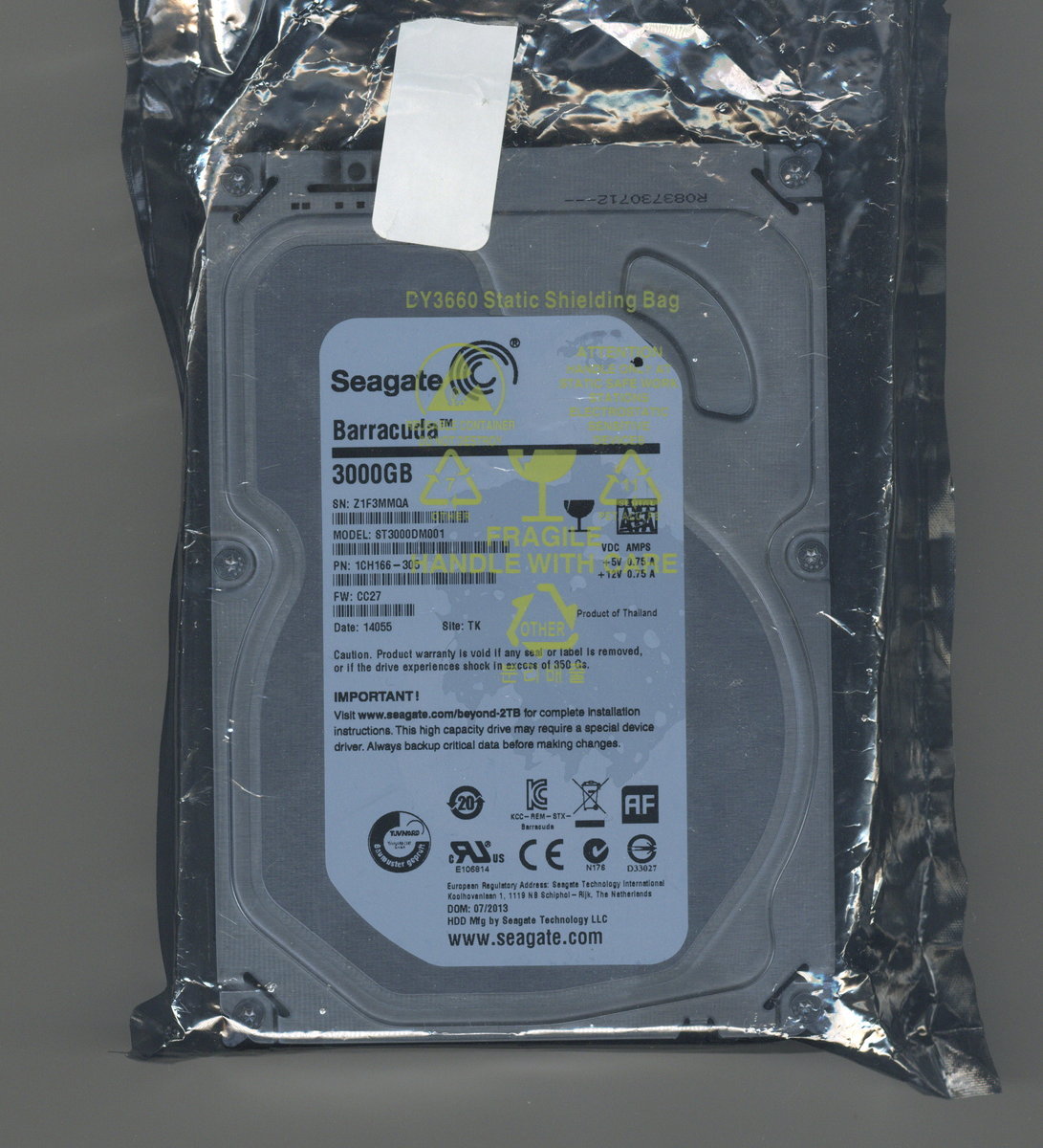 Seagate 3TB HDD ST3000DM001 使用1126時間 Seagate ST3000DM001 3TB