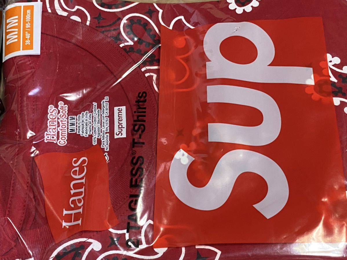 【Red Mサイズ】Supreme 22FW Week1 立ち上げ Hanes Bandana Tagless Tees (2 Pack)シュプリーム ヘインズ バンダナ Tシャツ レッド Supreme 22FW 立ち上げ日と公式通販サイトのオープン日の8月27日 22fw ズバリ狙い目アイテムを解説します Week1立ち上げ