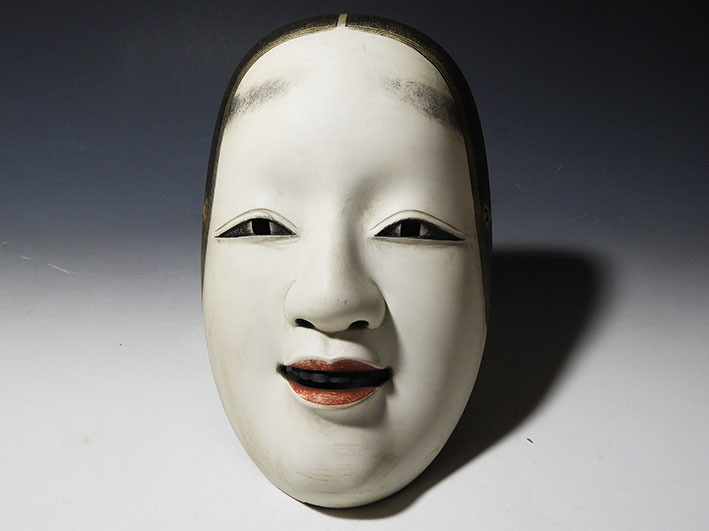 花】木彫彩色能面小面 面打師長澤浄春作 在銘共箱(東洋彫刻)｜売買され