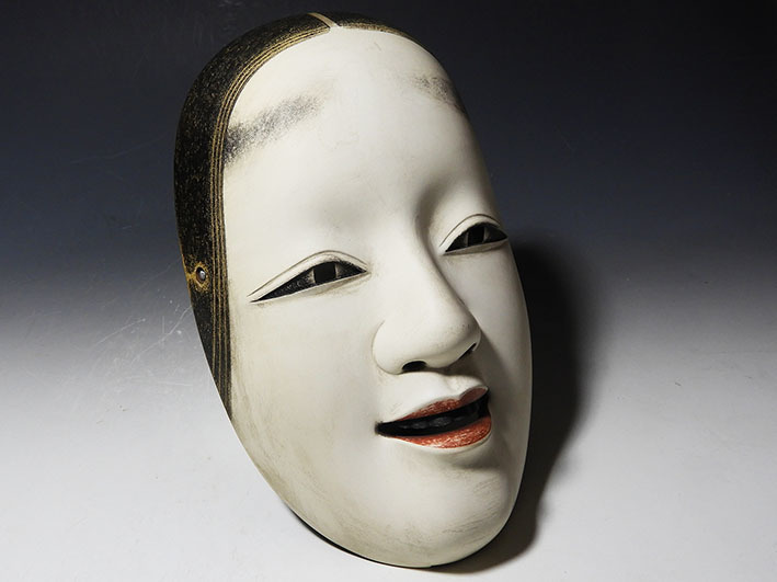 花】木彫彩色能面小面 面打師長澤浄春作 在銘共箱(東洋彫刻)｜売買され