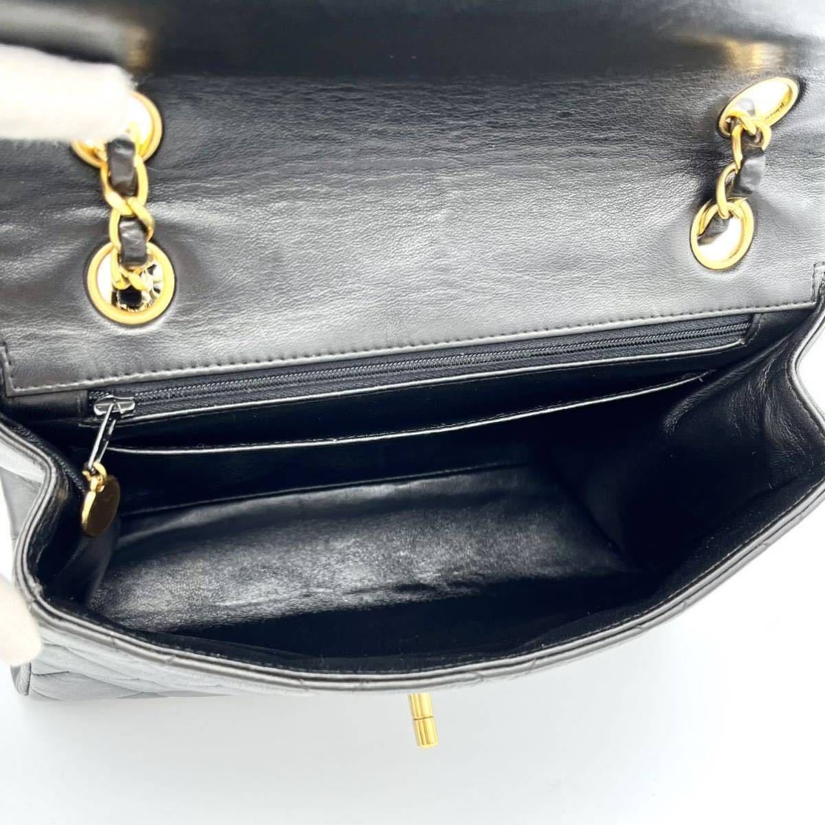 1円 極美品 CHANEL シャネル マトラッセ ラムスキン 台形 チェーン 