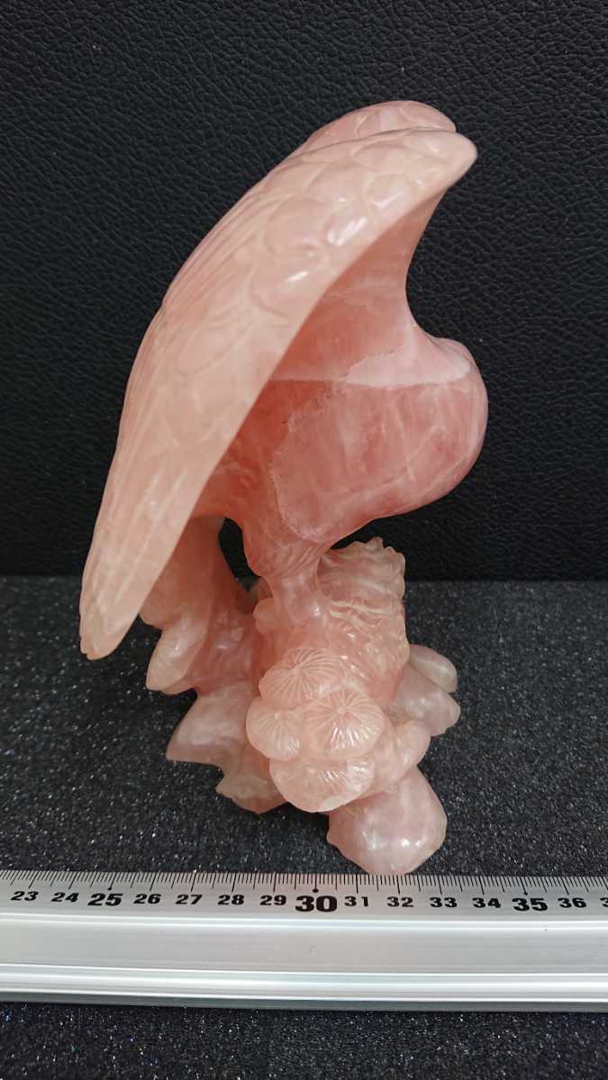 激安！ レア物 彫刻 石 中国 ピンクの鳥 鷹 鷲 置物 検索) 美術 鳥