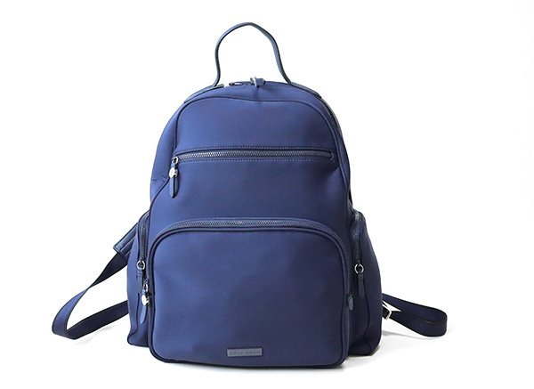 COLE HAAN ◇撥水 トラベル バックパック ネイビー ネオプレン×レザー 