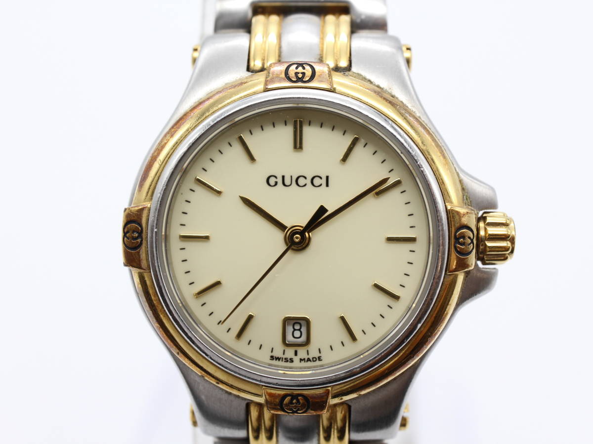 電池交換済み【GUCCI グッチ】 9040L デイト クォーツ/QZ レディース
