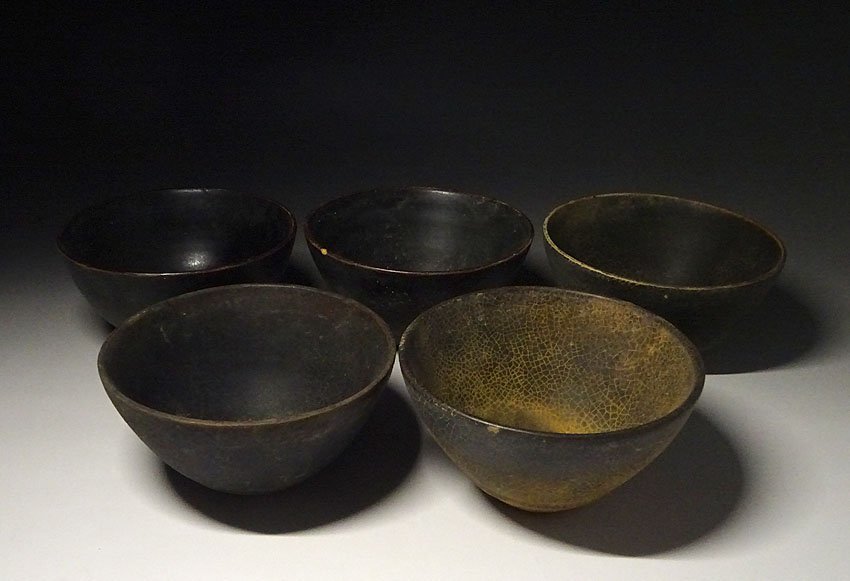 美術品・アンティーク・コレクション クメ-ル黒褐秞陶器茶碗