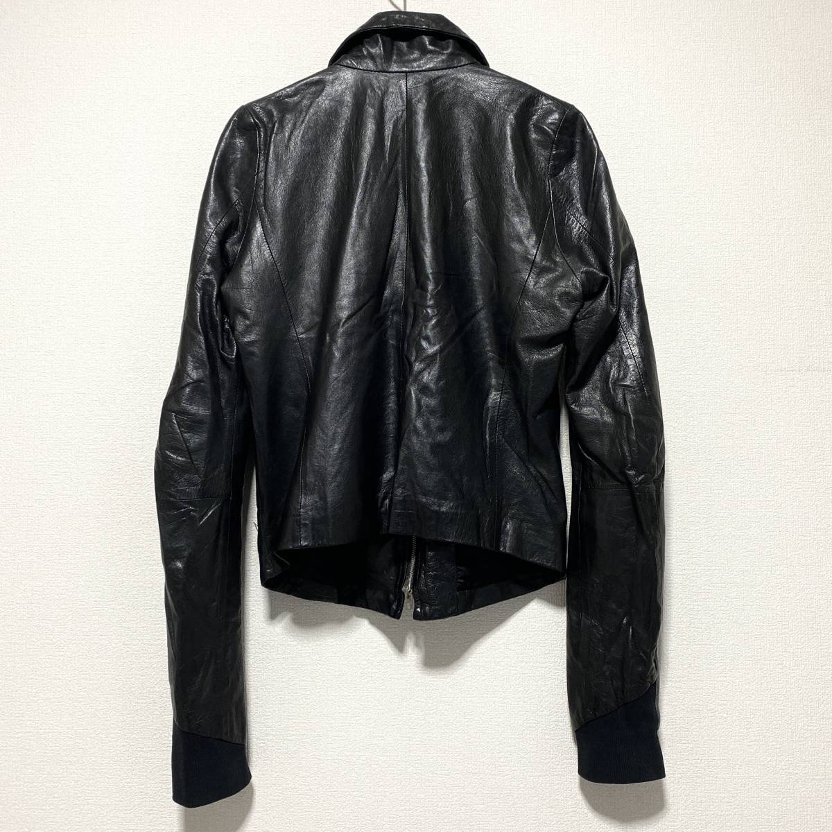 EKAM エカム 本革 羊革 ラムレザー ジップアップ ジャケット M 黒