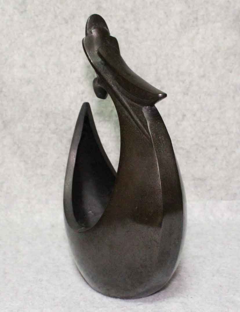 金属工芸□龍 置物 三枝惣太郎□□在銘 銅製 花器 花生 27cm ブロンズ
