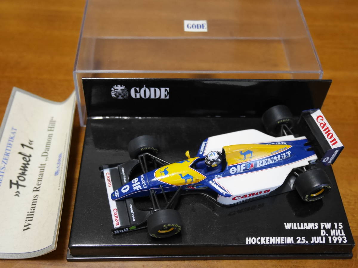 送料込み 1/43 ミニチャンプス ウイリアムズ ルノー FW15 D.ヒル ホッケンハイム 1993 GODE別注