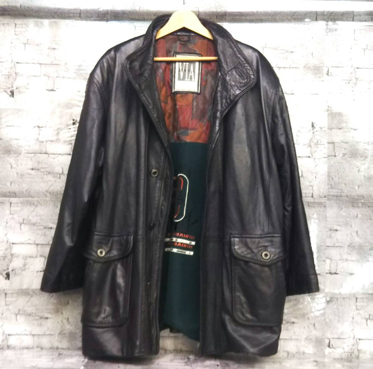 VIA NUOVA PELLE ビアヌォーバペレ レザージャケット レザーカーコート 