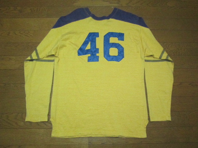 人気SALE，新品 レア WAREHOUSE ウエアハウス WARE HOUSE フットボールTシャツ 長袖Tシャツ 46 ロングTシャツ ロンT 40 L マスタード ベースボールTシャツ