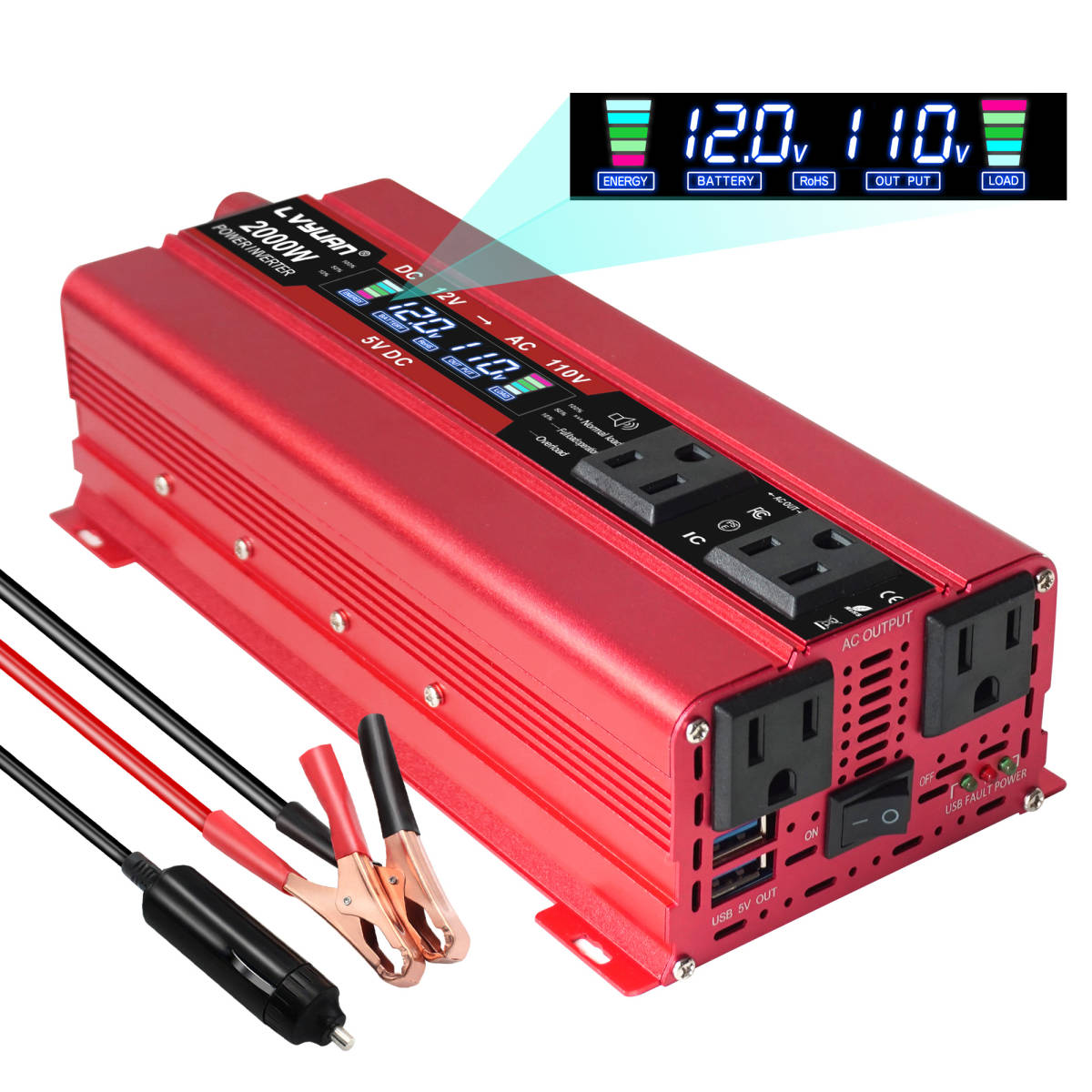 正弦波インバーター 新品 修正波 インバーター 12V 100v 1000W 最大 