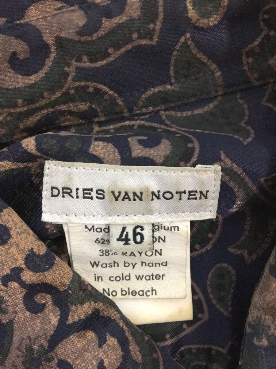DRIES VAN NOTEN◆総柄フラワーパターンB.Dシャツ/長袖シャツ/46/レーヨン/NVY/総柄/3651-2005 DRIES VAN NOTEN 0 パデッド Dries