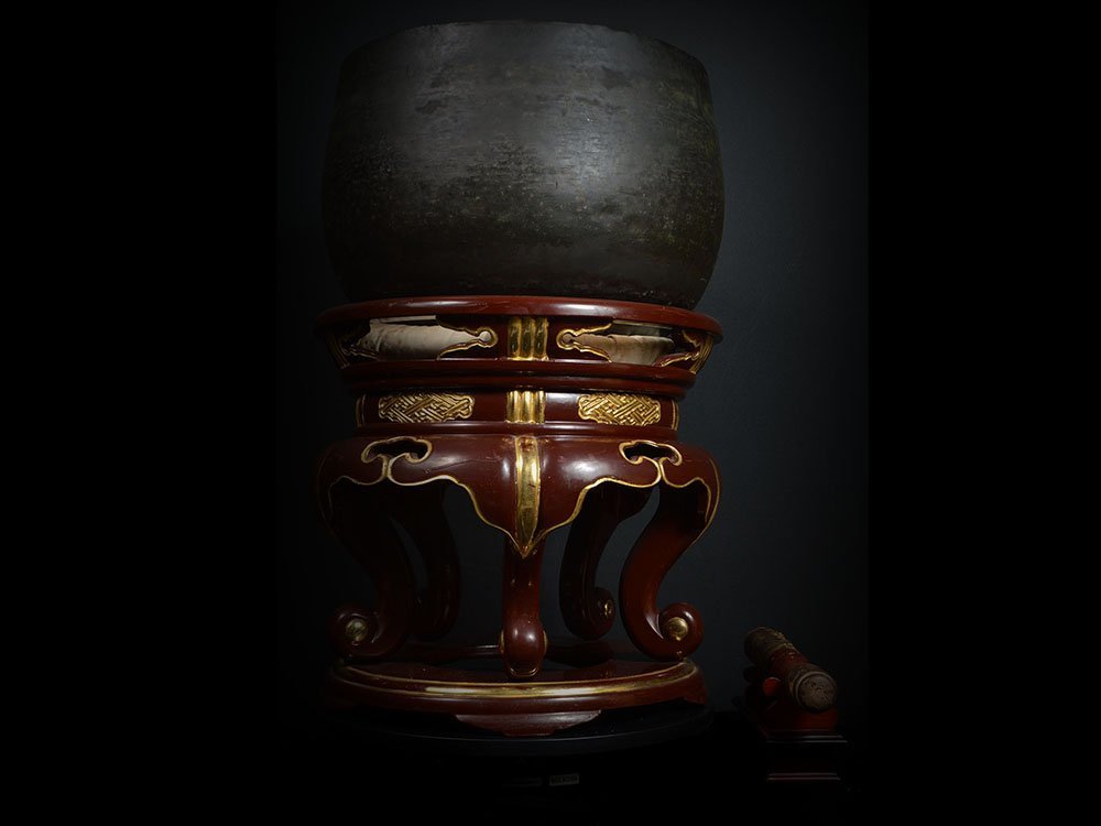 【雲】某資産家買取品 仏教美術 特大銅造 おりん 座布団 けいす りん台 直径44cm 古美術品(旧家蔵出)A2903y OTDvmldk CTdf46