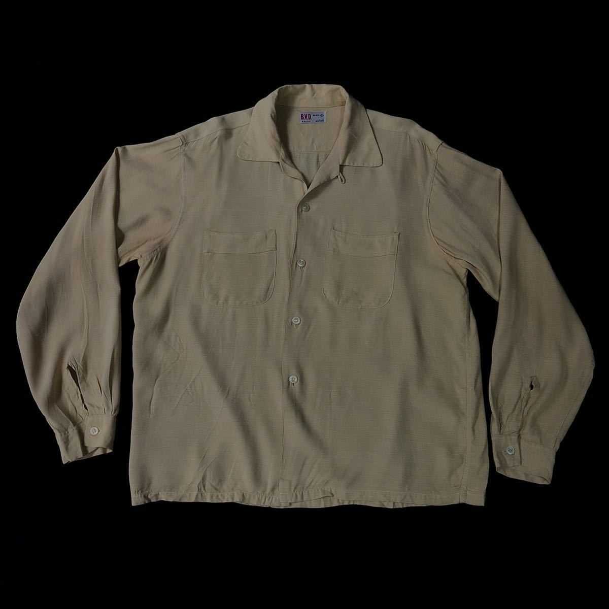 50s B.V.D. Rayon Open Collar Shirt 50年代 ビーブイディー レーヨン 