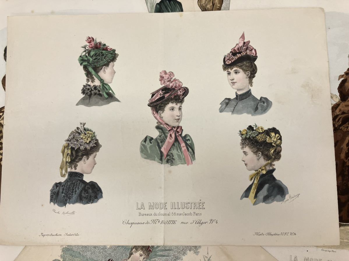 フランスアンティーク☆19世紀 銅版画ファッションプレート 10部セット
