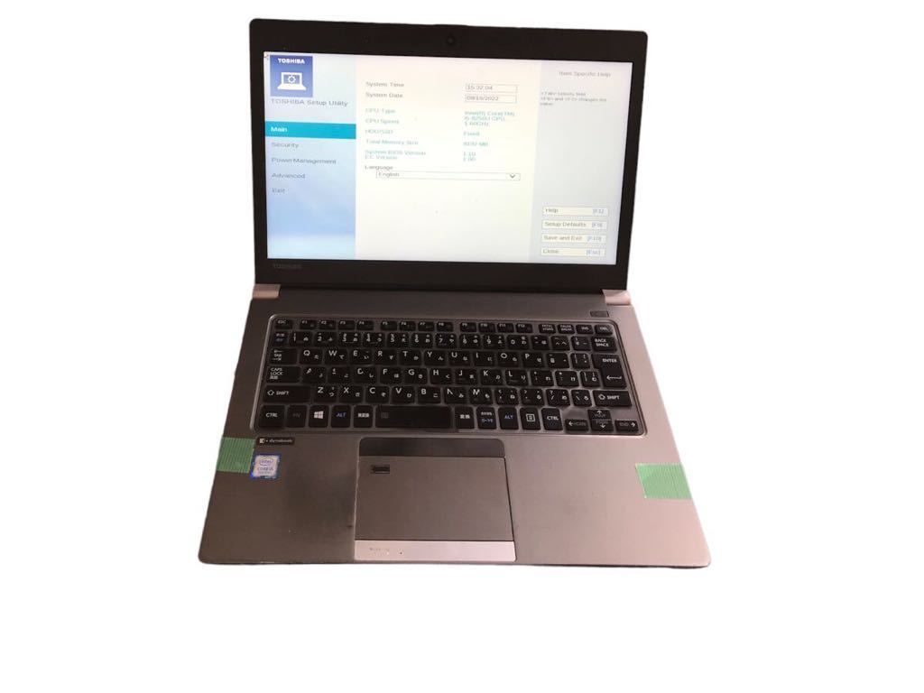 《ジャンク》dynabook RZ63/HS Core i5-8250u cpu 1.6GHz メモリ　8GB SSD 無し