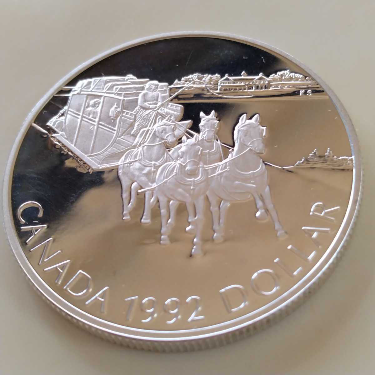 カナダ 1992 1ドル銀貨 プルーフ 駅馬車開通記念(北アメリカ)｜売買