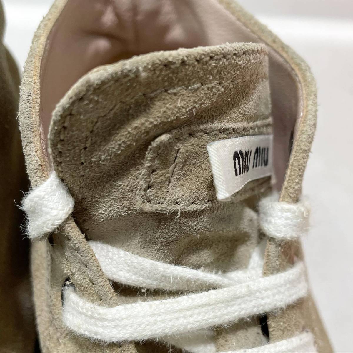 MIU MIU メタルトゥスエードハイカットスニーカー ミュウミュウ 37 
