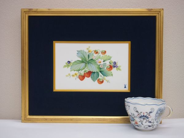 飾り絵 マイセン 陶板画 ブーケ 花と虫達 壁掛け Meissen マイセン