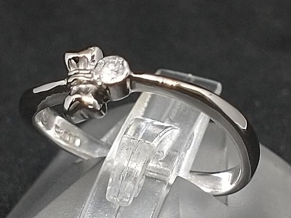 Pt900 ダイヤモンド リボン デザイン リング 指輪 プラチナ D0.02ct 3.1g #11 店舗受取可