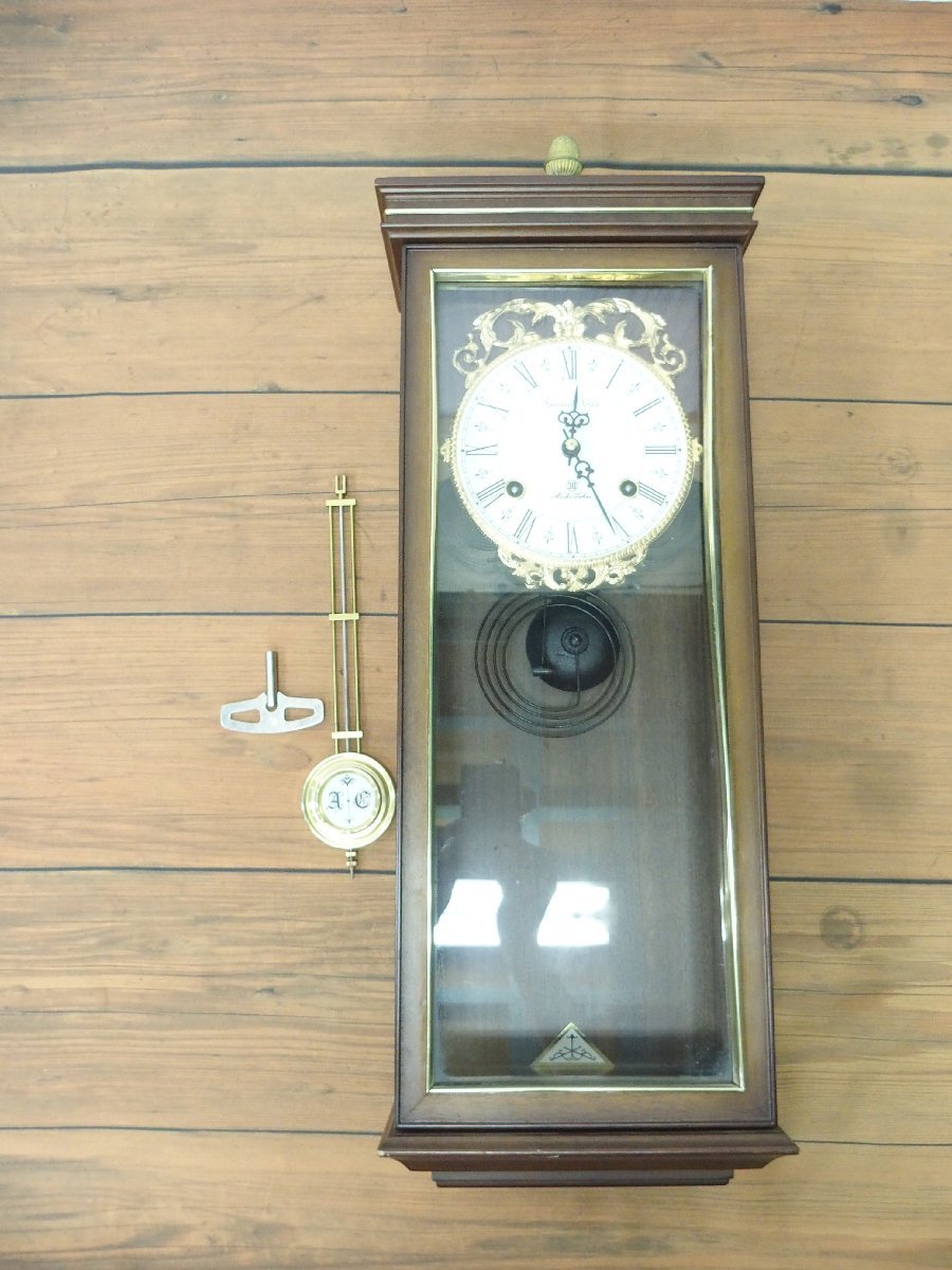 s001 O2 柱時計 ゼンマイ時計 愛知時計 Spanish VeLa 全長約67cm  