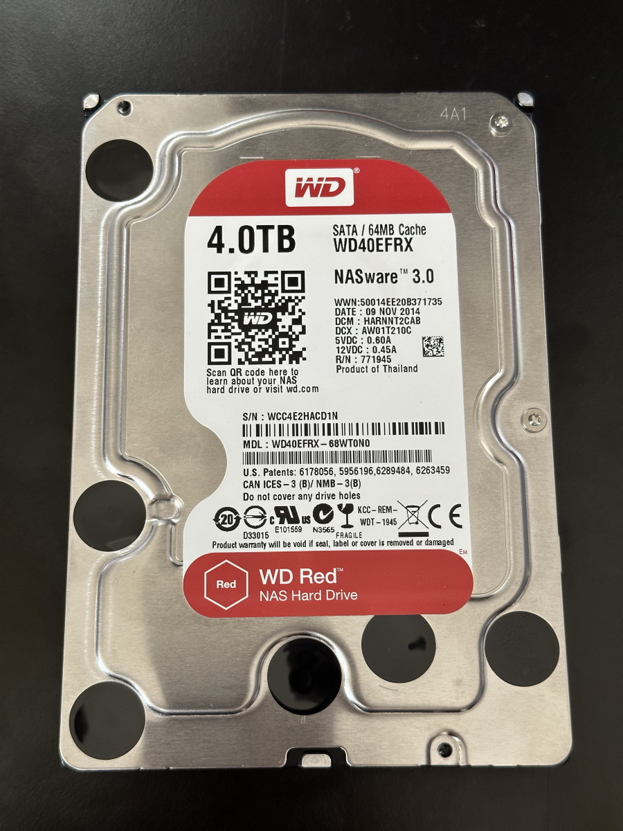 中古】Western Digital Red WD40EFRX 4TB NASハードディスクドライブ