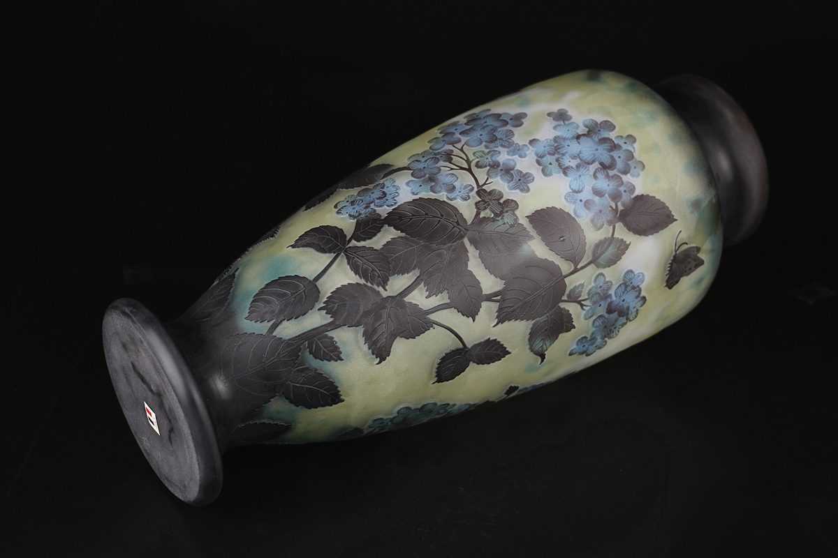 P0787 時代 フランス製 【エミール・ガレ】風 ガラス 花瓶 大型 高50cm