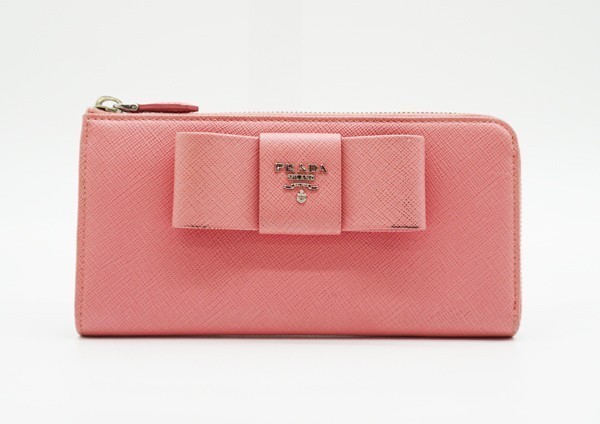 リボン プラダ PRADA 長財布 サフィアーノ ラウンドファスナー ◇PRADA