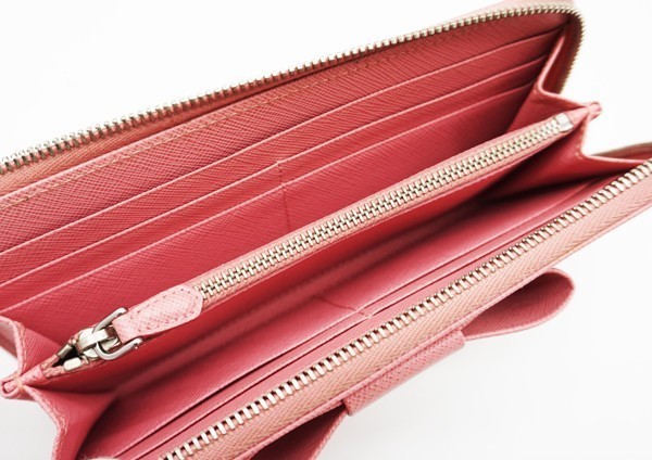 リボン プラダ PRADA 長財布 サフィアーノ ラウンドファスナー ◇PRADA