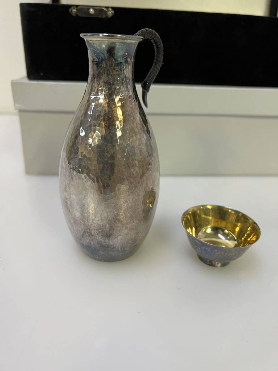 サ0179T三菱重工業株式會社 純銀製 酒器 徳利とお猪口 258g