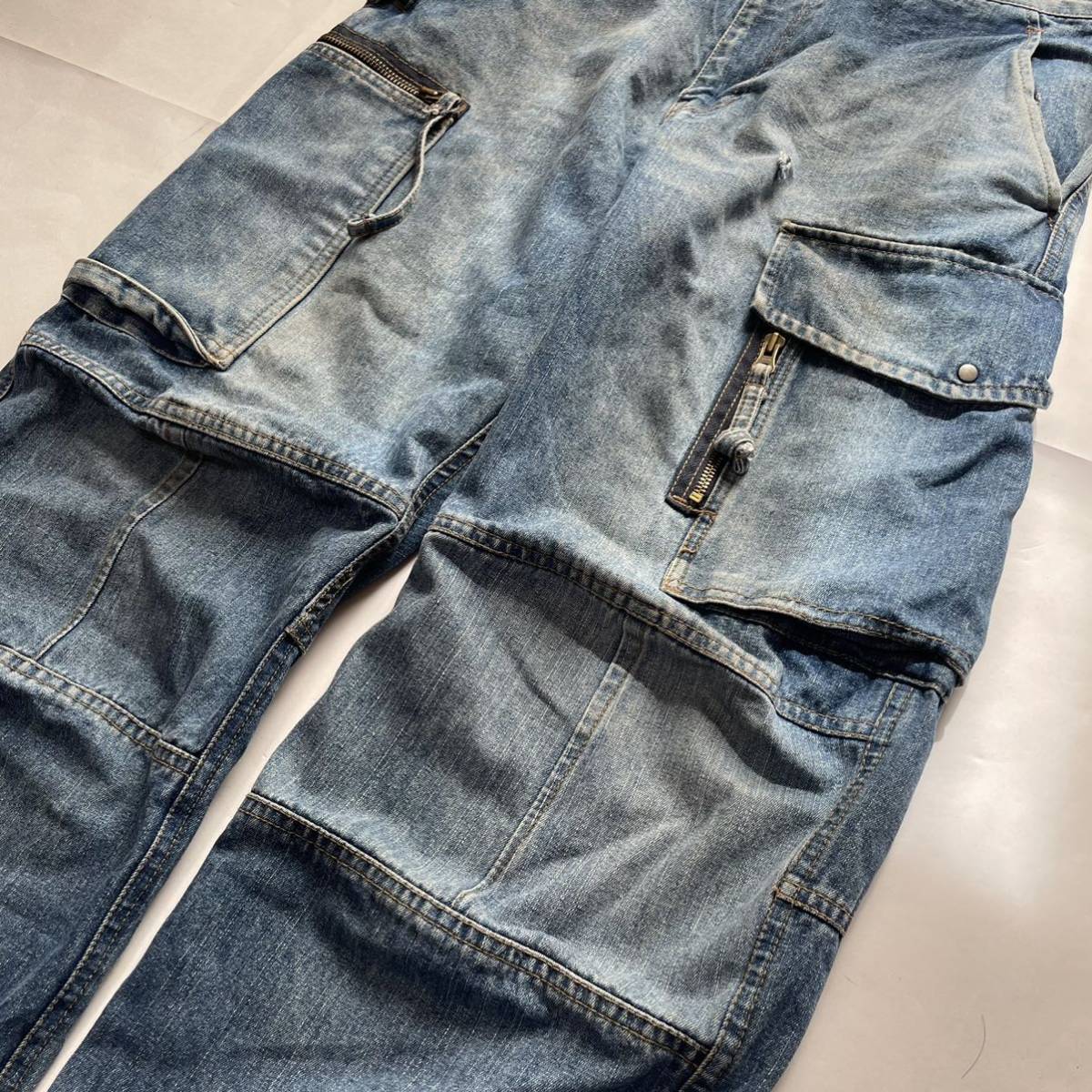 00s PPFM cargo denim pants archive peyton place for men draping 