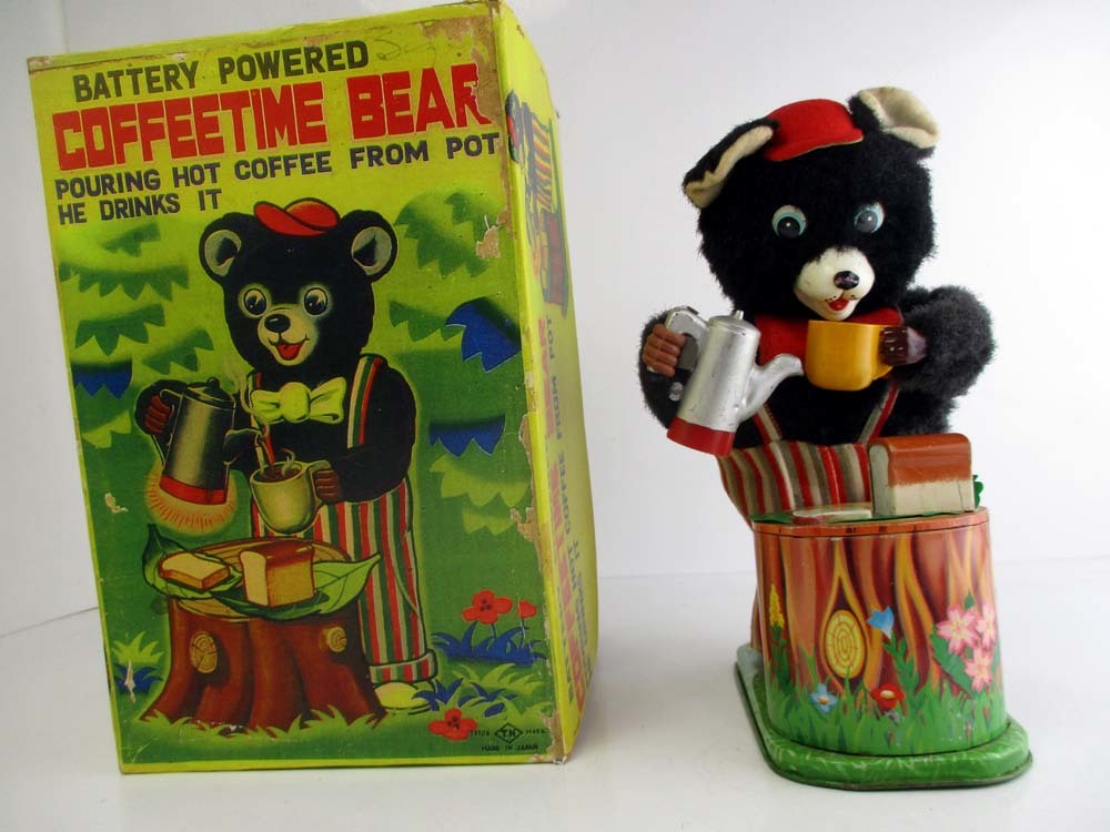 野村トーイ 希少 1950年代製 Coffee Time Bear 完動美品 高さ約