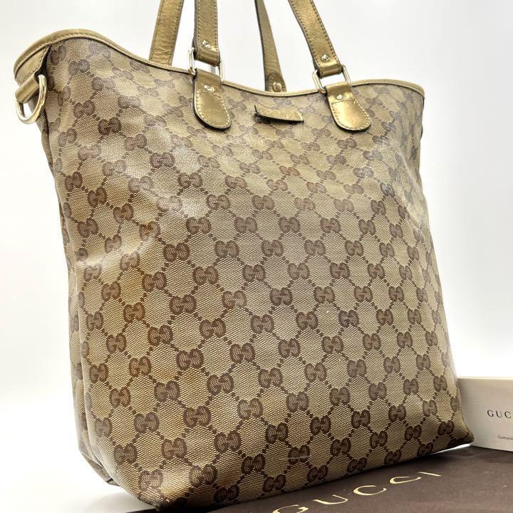 GUCCI グッチ - GGキャンバス 美品 トートバッグ 黒※内側難あり ターン 