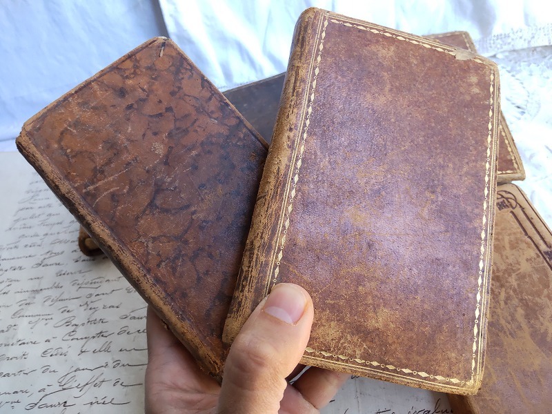 フランスアンティーク 革 洋書 古本ブック 聖書 6冊セット 19世紀
